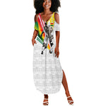 Personalized Ghana Soccer Elephant Summer Maxi Dress Ghana Flag Kente Football Player - Cassia Fistula Flower