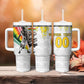 Personalized Ghana Soccer Elephant Tumbler With Handle Ghana Flag Kente Football Player - Cassia Fistula Flower