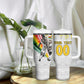 Personalized Ghana Soccer Elephant Tumbler With Handle Ghana Flag Kente Football Player - Cassia Fistula Flower