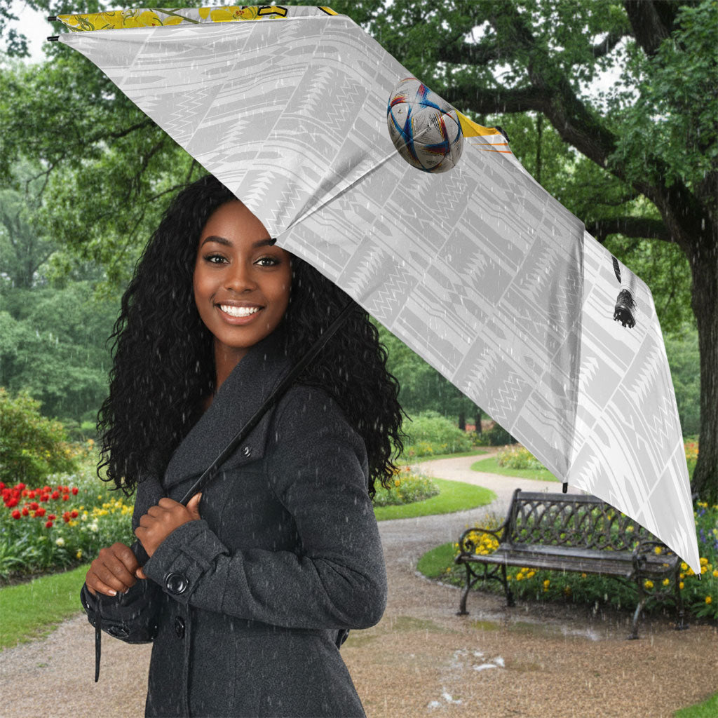 Personalized Ghana Soccer Elephant Umbrella Ghana Flag Kente Football Player - Cassia Fistula Flower
