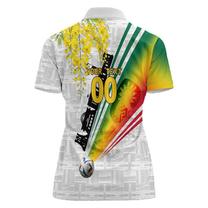 Personalized Ghana Soccer Elephant Women Polo Shirt Ghana Flag Kente Football Player - Cassia Fistula Flower