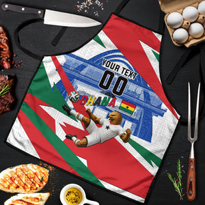 Personalized Ghana Soccer Eagle Apron Ghana Flag Kente - Black Stars Football Stadium Graphic