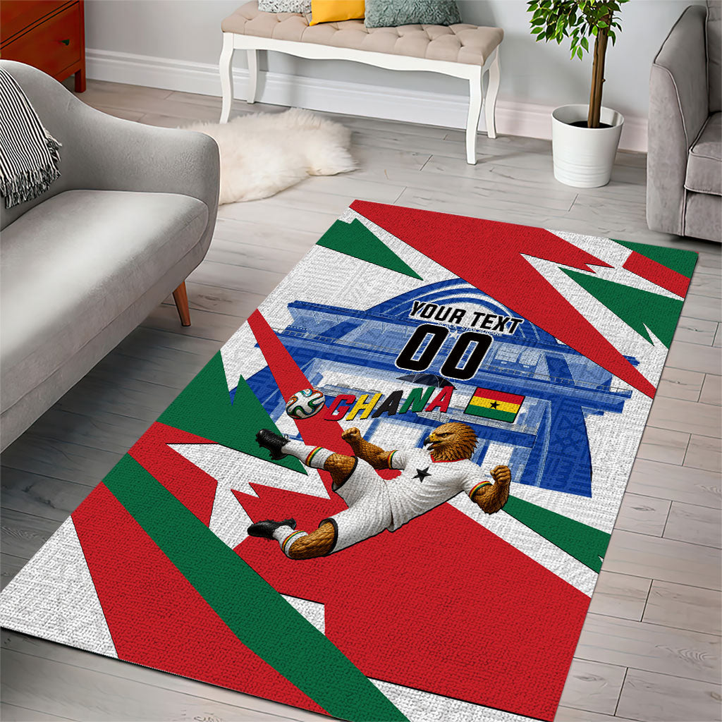 Personalized Ghana Soccer Eagle Area Rug Ghana Flag Kente - Black Stars Football Stadium Graphic