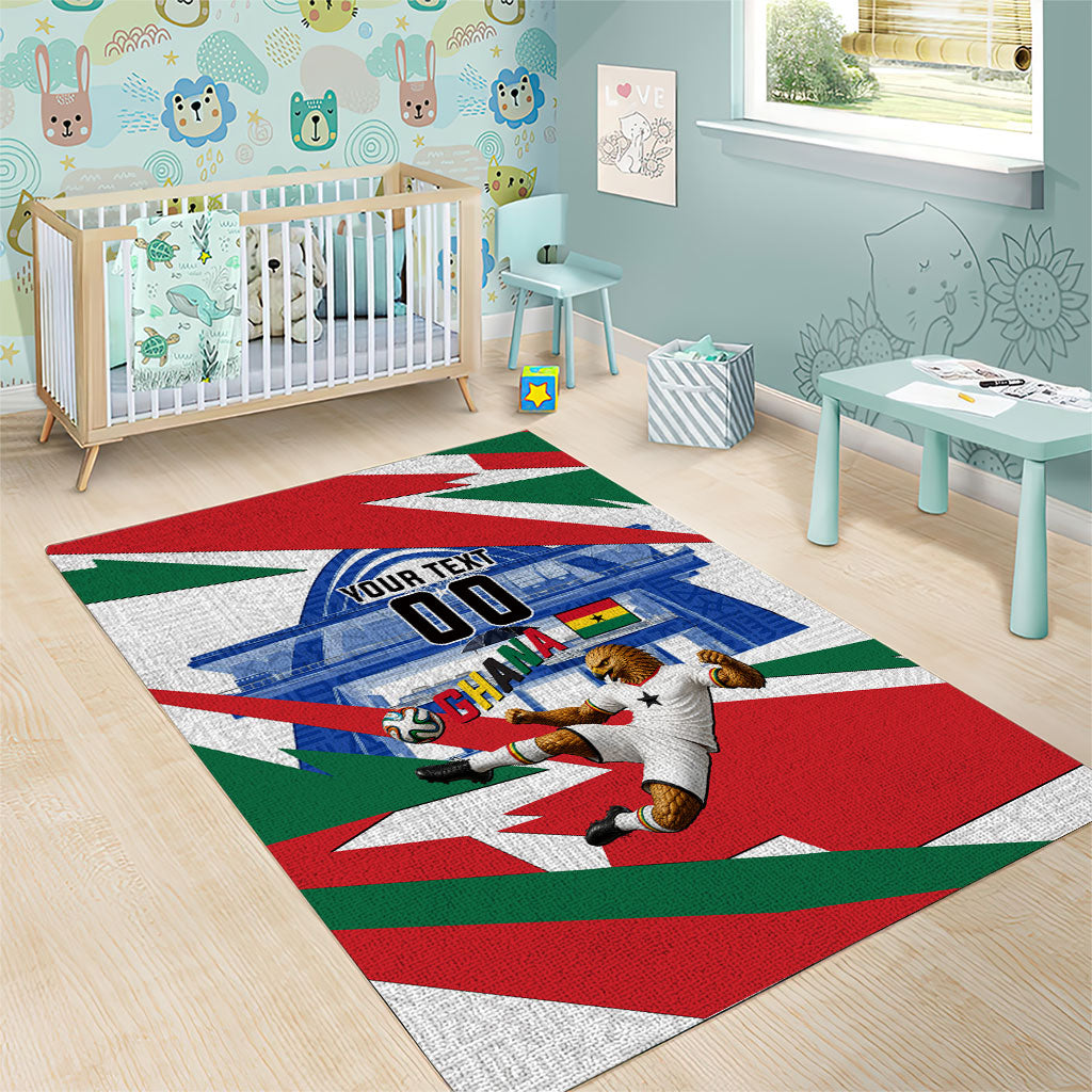 Personalized Ghana Soccer Eagle Area Rug Ghana Flag Kente - Black Stars Football Stadium Graphic