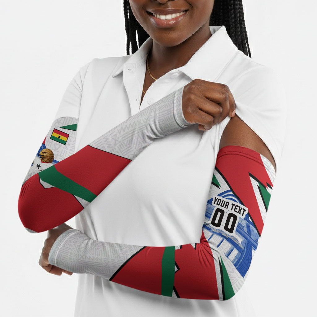 Personalized Ghana Soccer Eagle Arm Sleeves Ghana Flag Kente - Black Stars Football Stadium Graphic