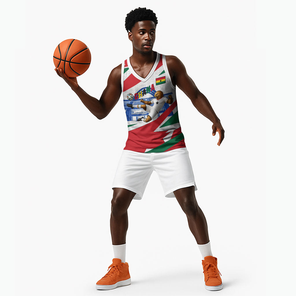 Personalized Ghana Soccer Eagle Basketball Jersey Ghana Flag Kente - Black Stars Football Stadium Graphic