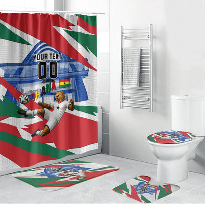Personalized Ghana Soccer Eagle Bathroom Set Ghana Flag Kente - Black Stars Football Stadium Graphic