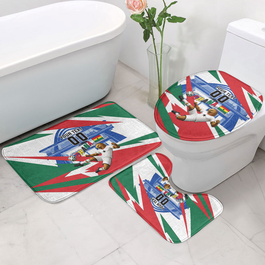 Personalized Ghana Soccer Eagle Bathroom Set Ghana Flag Kente - Black Stars Football Stadium Graphic