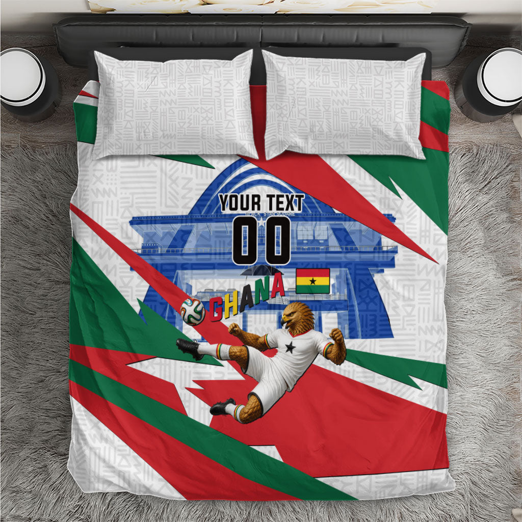 Personalized Ghana Soccer Eagle Bedding Set Ghana Flag Kente - Black Stars Football Stadium Graphic
