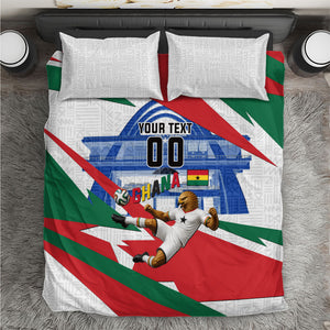 Personalized Ghana Soccer Eagle Bedding Set Ghana Flag Kente - Black Stars Football Stadium Graphic