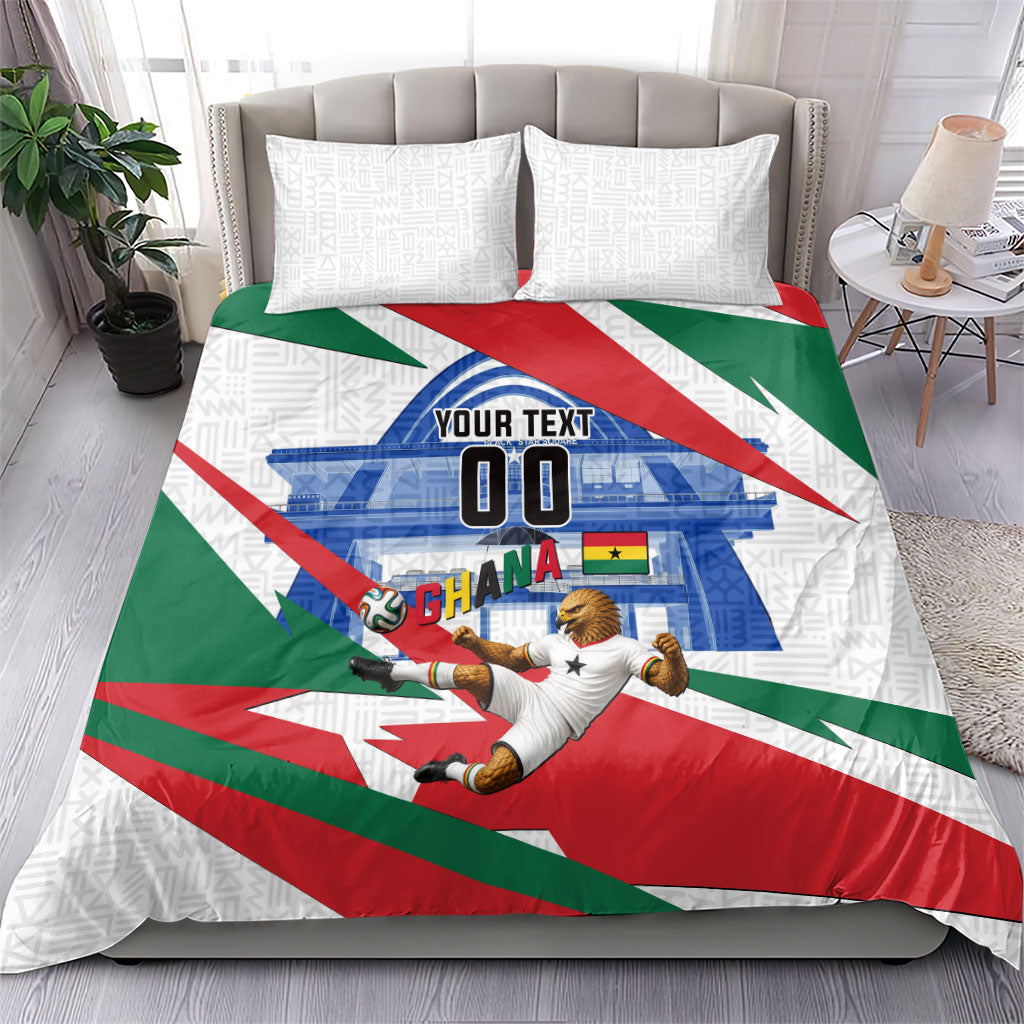 Personalized Ghana Soccer Eagle Bedding Set Ghana Flag Kente - Black Stars Football Stadium Graphic