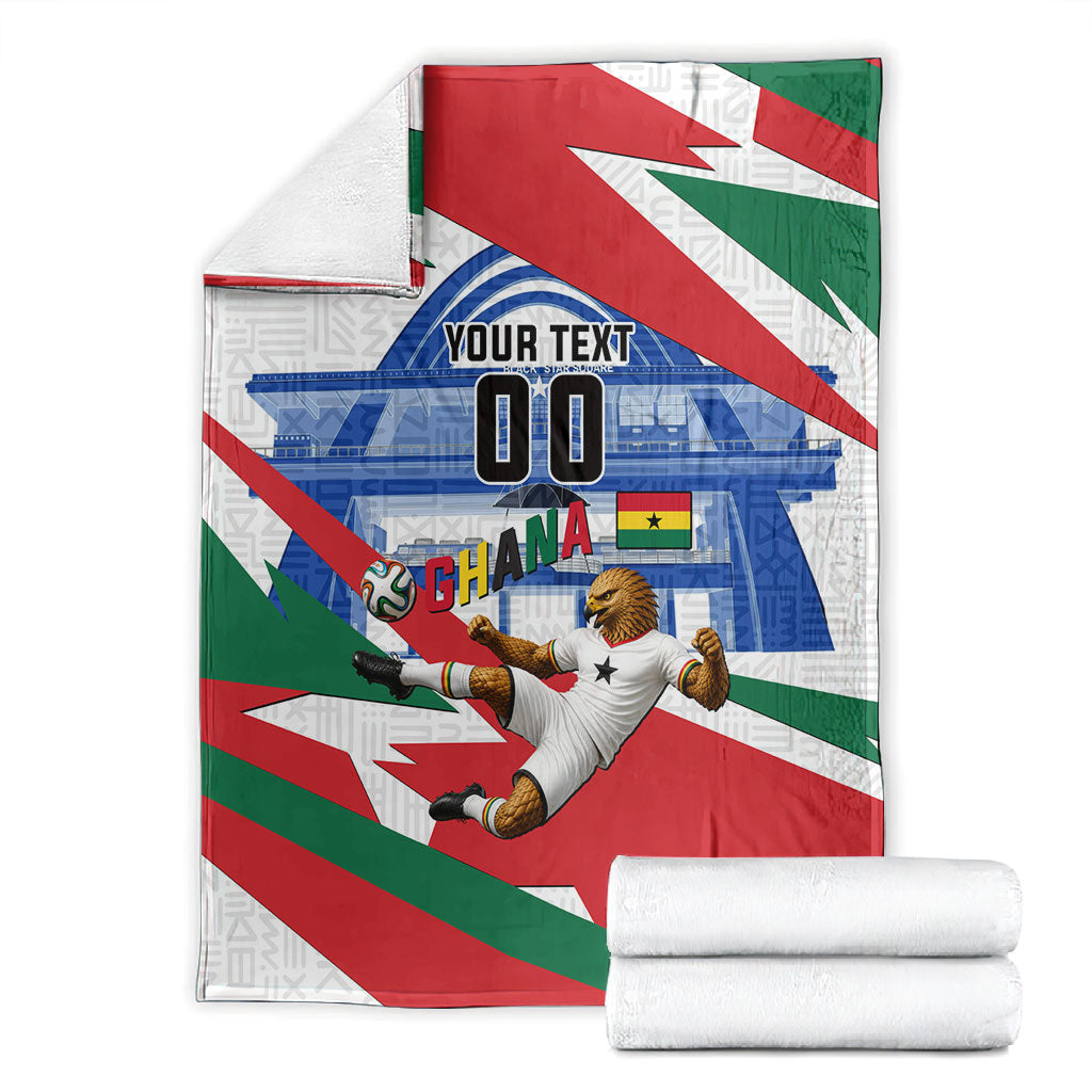 Personalized Ghana Soccer Eagle Blanket Ghana Flag Kente - Black Stars Football Stadium Graphic