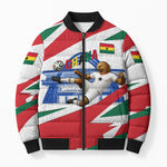Personalized Ghana Soccer Eagle Bomber Puffer Jacket Ghana Flag Kente - Black Stars Football Stadium Graphic