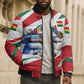 Personalized Ghana Soccer Eagle Bomber Puffer Jacket Ghana Flag Kente - Black Stars Football Stadium Graphic