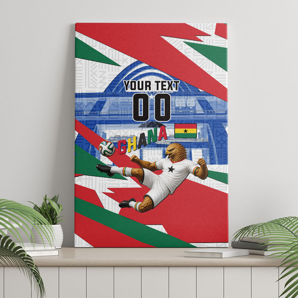 Personalized Ghana Soccer Eagle Canvas Wall Art Ghana Flag Kente - Black Stars Football Stadium Graphic