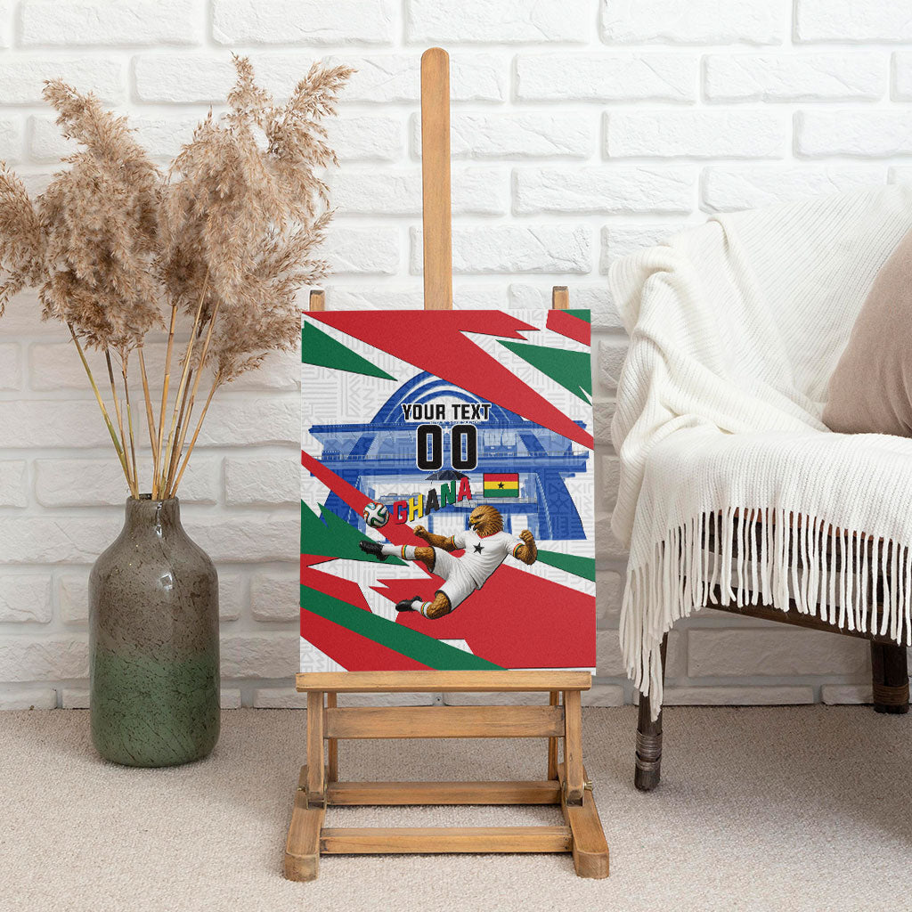 Personalized Ghana Soccer Eagle Canvas Wall Art Ghana Flag Kente - Black Stars Football Stadium Graphic