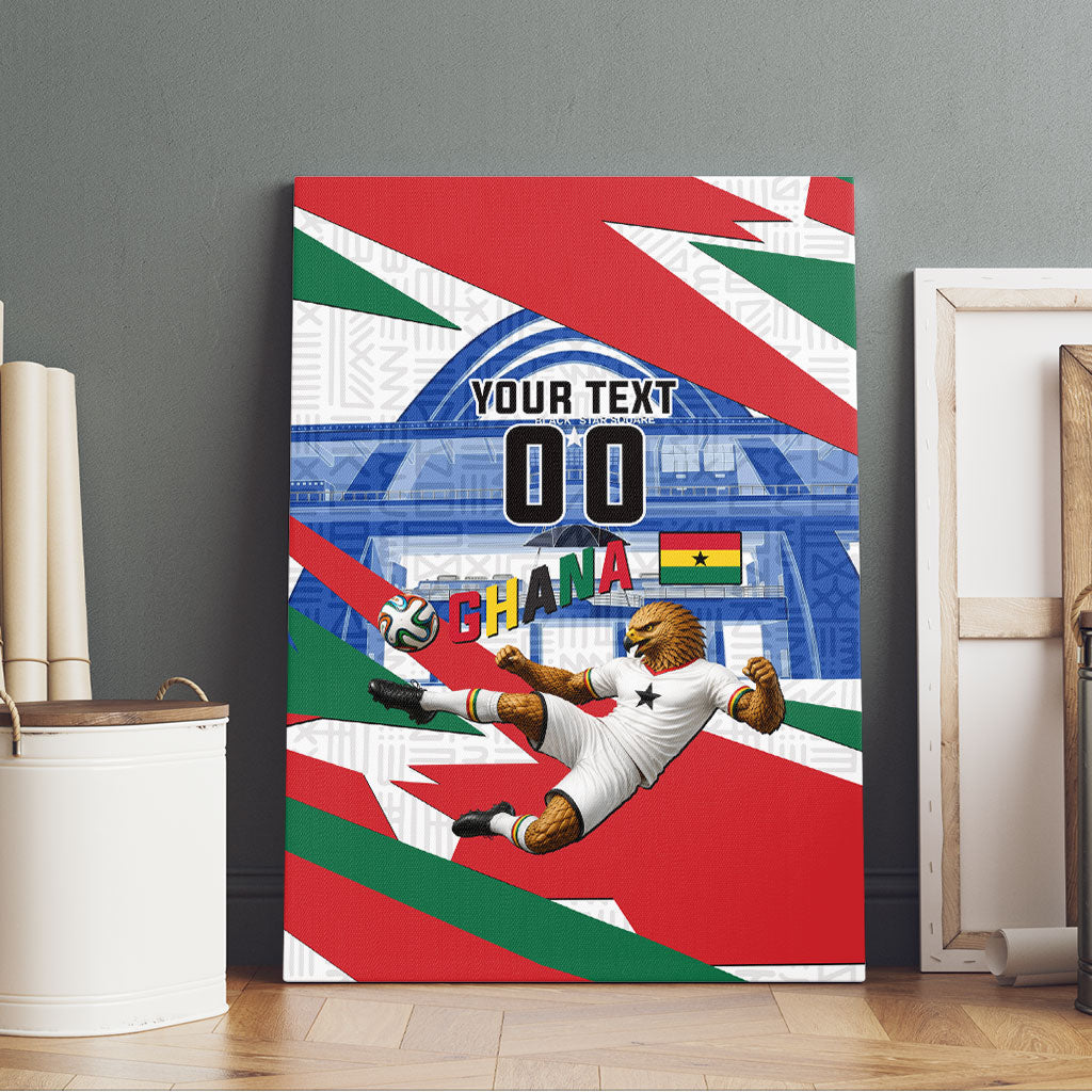 Personalized Ghana Soccer Eagle Canvas Wall Art Ghana Flag Kente - Black Stars Football Stadium Graphic