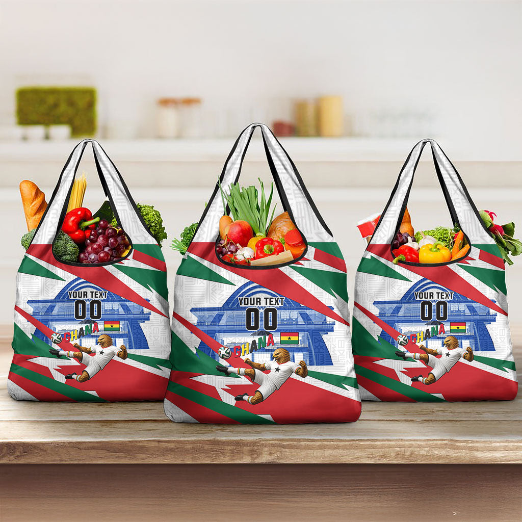 Personalized Ghana Soccer Eagle Grocery Bag Ghana Flag Kente - Black Stars Football Stadium Graphic