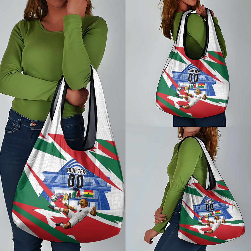 Personalized Ghana Soccer Eagle Grocery Bag Ghana Flag Kente - Black Stars Football Stadium Graphic