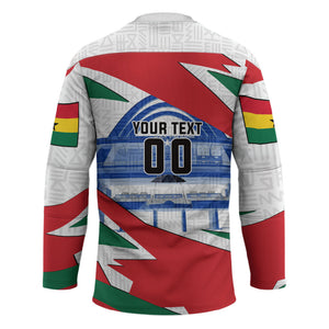 Personalized Ghana Soccer Eagle Hockey Jersey Ghana Flag Kente - Black Stars Football Stadium Graphic