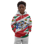 Personalized Ghana Soccer Eagle Kid Hoodie Ghana Flag Kente - Black Stars Football Stadium Graphic