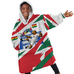 Personalized Ghana Soccer Eagle Kid Wearable Blanket Hoodie Ghana Flag Kente - Black Stars Football Stadium Graphic