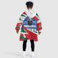 Personalized Ghana Soccer Eagle Kid Wearable Blanket Hoodie Ghana Flag Kente - Black Stars Football Stadium Graphic
