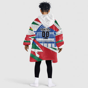 Personalized Ghana Soccer Eagle Kid Wearable Blanket Hoodie Ghana Flag Kente - Black Stars Football Stadium Graphic