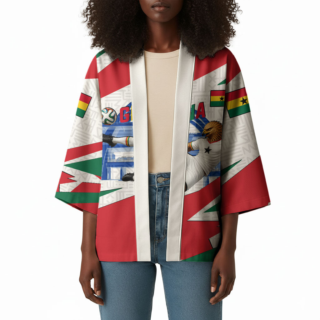 Personalized Ghana Soccer Eagle Kimono Ghana Flag Kente - Black Stars Football Stadium Graphic