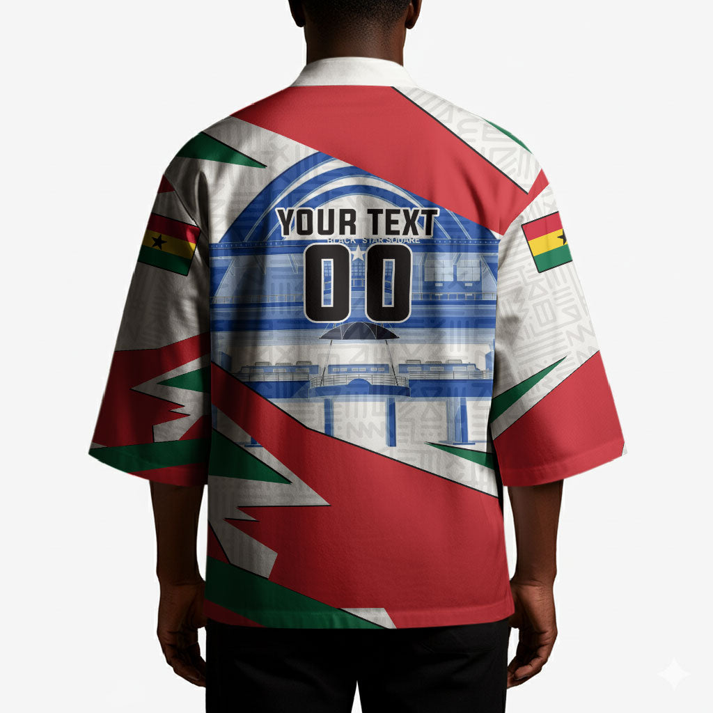 Personalized Ghana Soccer Eagle Kimono Ghana Flag Kente - Black Stars Football Stadium Graphic
