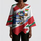 Personalized Ghana Soccer Eagle Kimono Sleeve Blouse Ghana Flag Kente - Black Stars Football Stadium Graphic