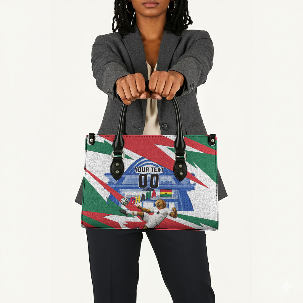 Personalized Ghana Soccer Eagle Leather Bag Ghana Flag Kente - Black Stars Football Stadium Graphic
