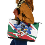 Personalized Ghana Soccer Eagle Leather Tote Bag Ghana Flag Kente - Black Stars Football Stadium Graphic