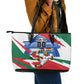 Personalized Ghana Soccer Eagle Leather Tote Bag Ghana Flag Kente - Black Stars Football Stadium Graphic