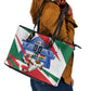 Personalized Ghana Soccer Eagle Leather Tote Bag Ghana Flag Kente - Black Stars Football Stadium Graphic