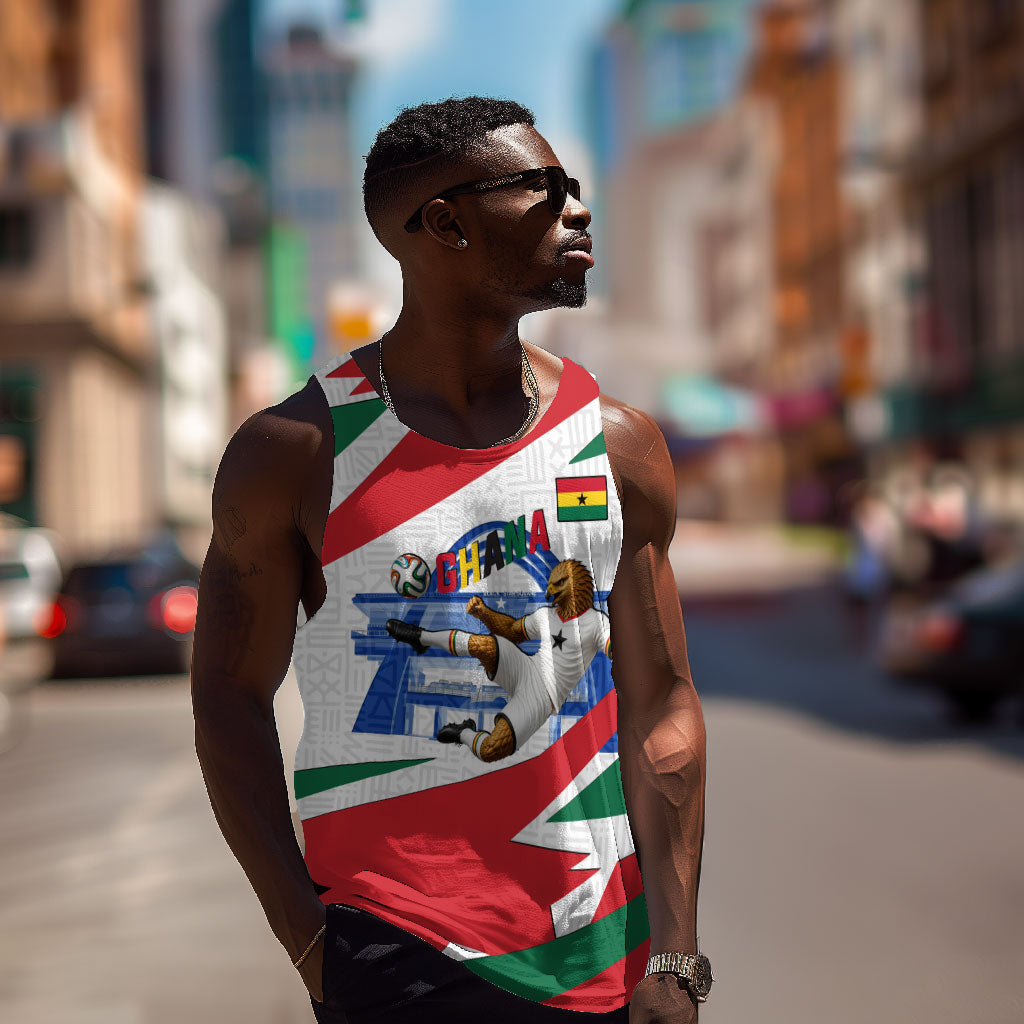 Personalized Ghana Soccer Eagle Men Tank Top Ghana Flag Kente - Black Stars Football Stadium Graphic
