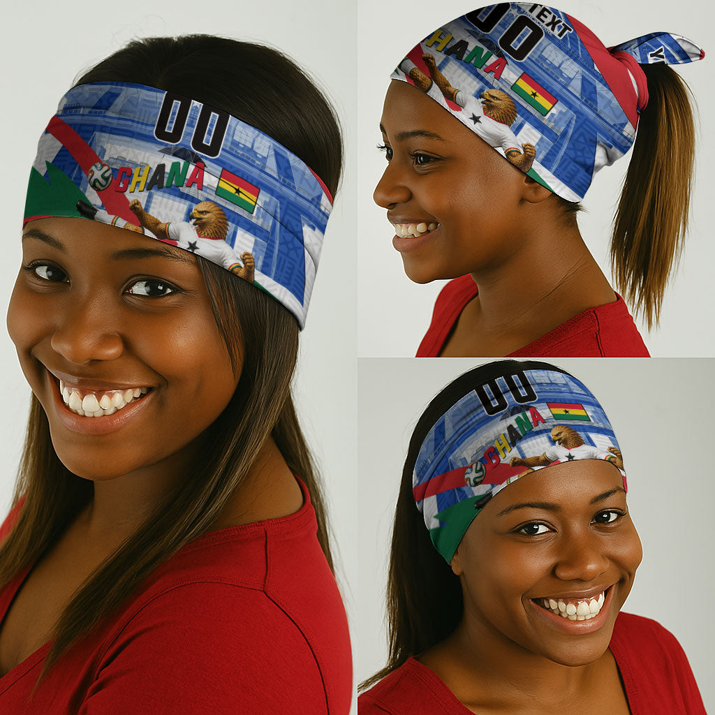 Personalized Ghana Soccer Eagle Neck Gaiter Ghana Flag Kente - Black Stars Football Stadium Graphic