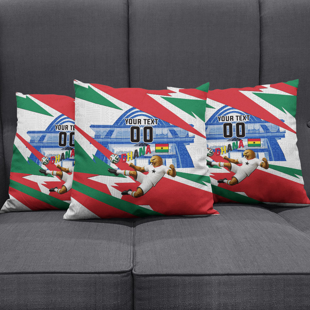 Personalized Ghana Soccer Eagle Pillow Cover Ghana Flag Kente - Black Stars Football Stadium Graphic