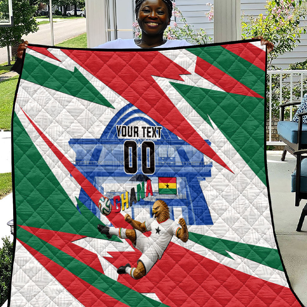 Personalized Ghana Soccer Eagle Quilt Ghana Flag Kente - Black Stars Football Stadium Graphic