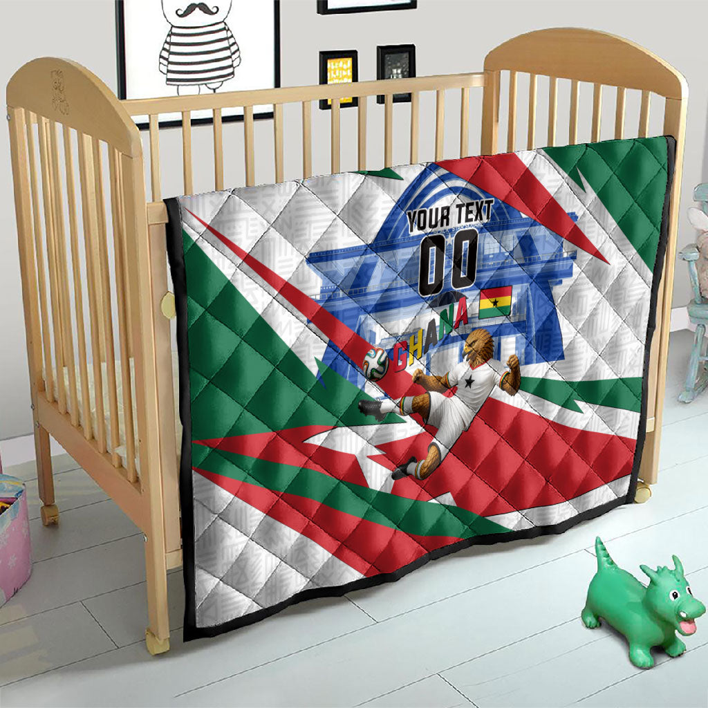 Personalized Ghana Soccer Eagle Quilt Ghana Flag Kente - Black Stars Football Stadium Graphic