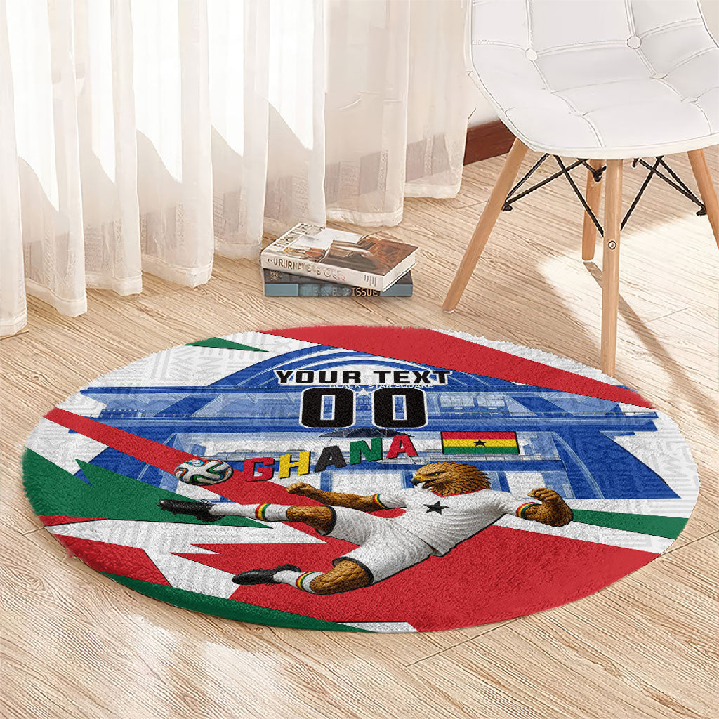 Personalized Ghana Soccer Eagle Round Carpet Ghana Flag Kente - Black Stars Football Stadium Graphic