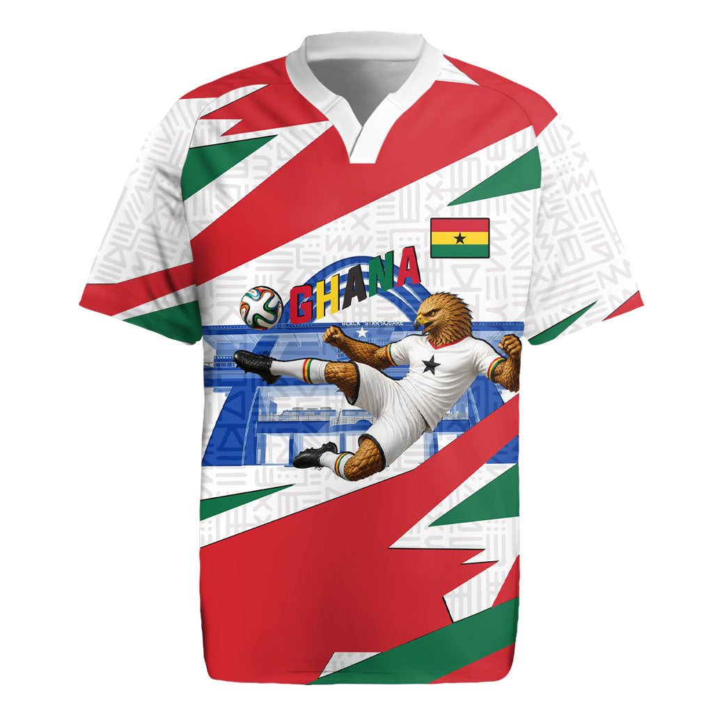 Personalized Ghana Soccer Eagle Rugby Jersey Ghana Flag Kente - Black Stars Football Stadium Graphic