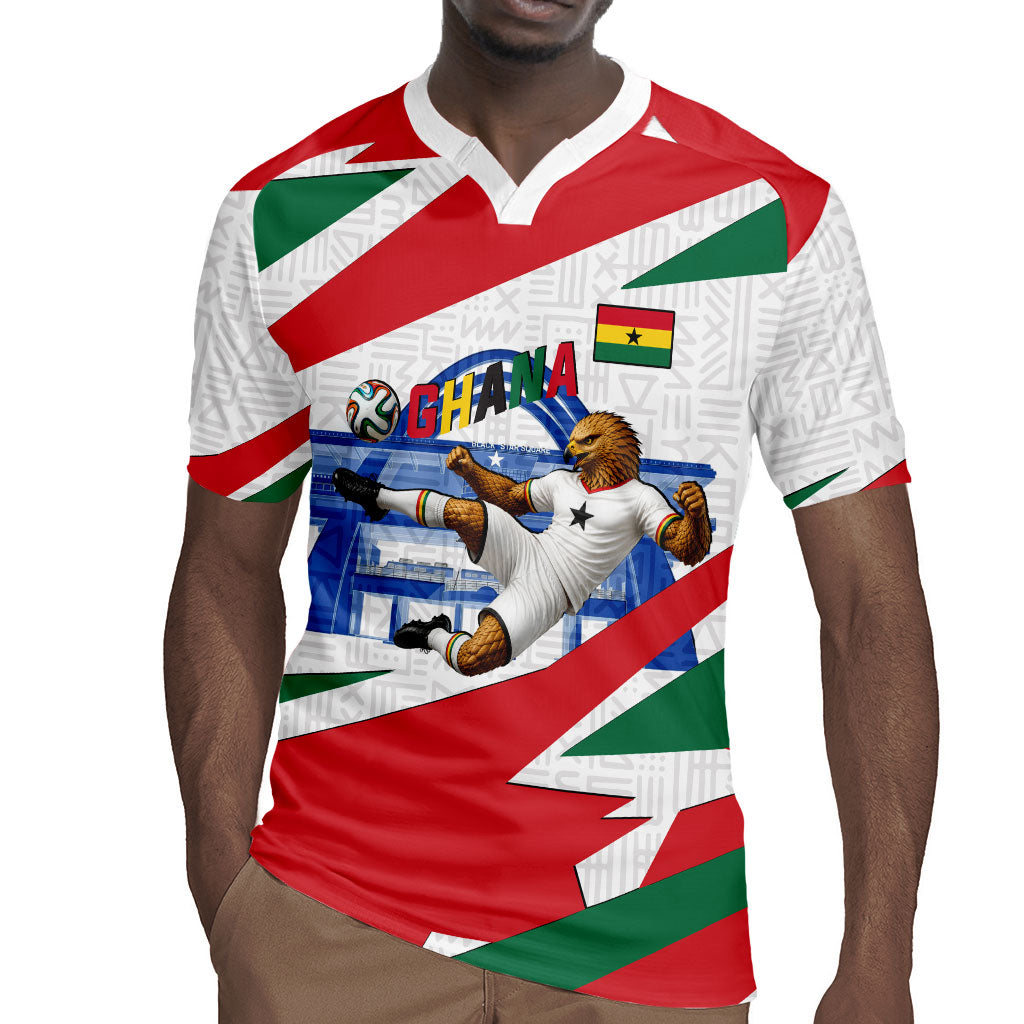 Personalized Ghana Soccer Eagle Rugby Jersey Ghana Flag Kente - Black Stars Football Stadium Graphic