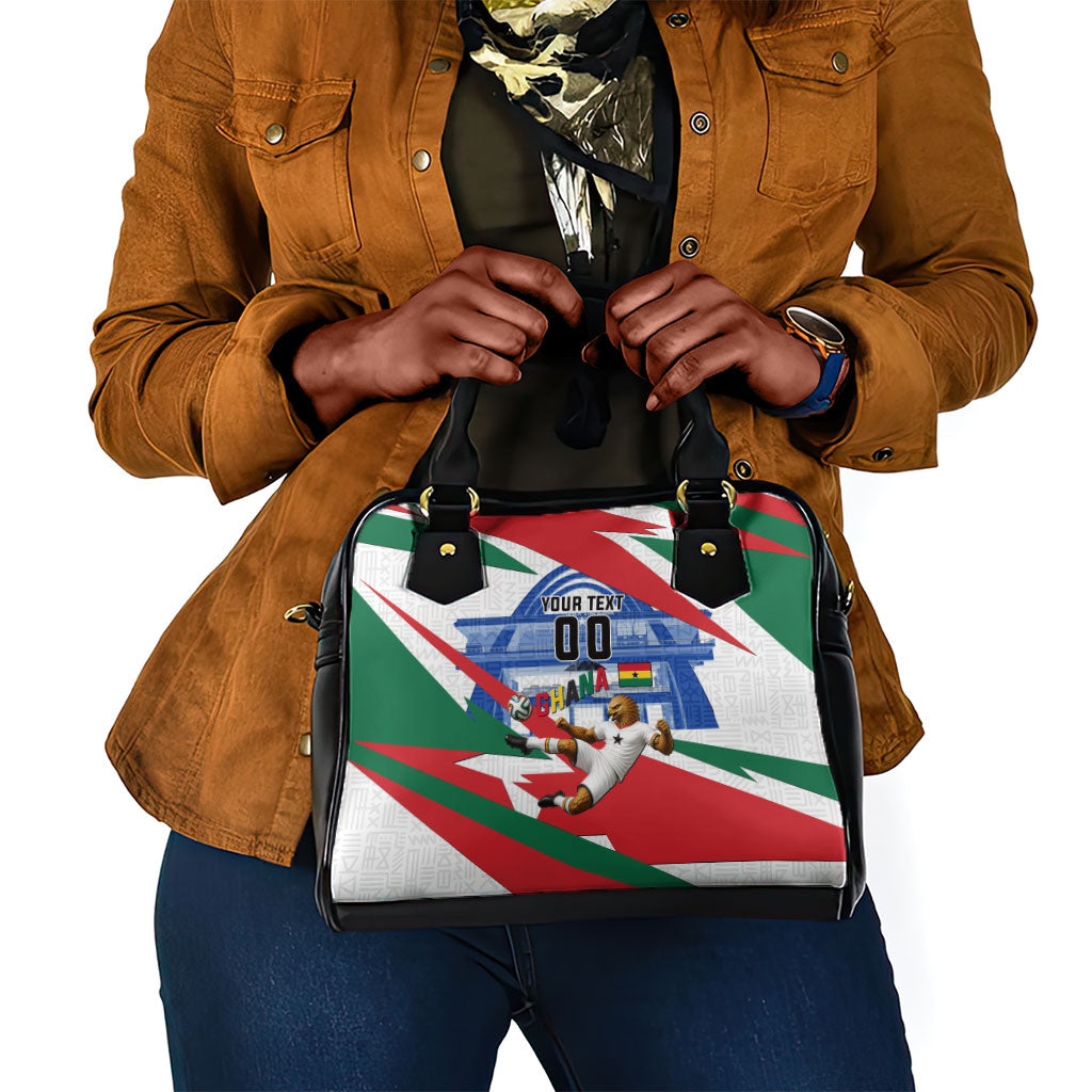 Personalized Ghana Soccer Eagle Shoulder Handbag Ghana Flag Kente - Black Stars Football Stadium Graphic