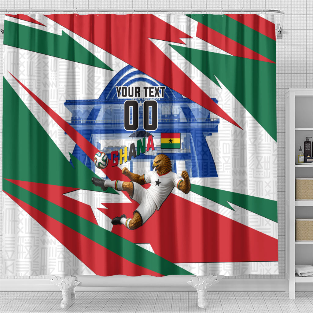 Personalized Ghana Soccer Eagle Shower Curtain Ghana Flag Kente - Black Stars Football Stadium Graphic