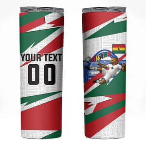 Personalized Ghana Soccer Eagle Skinny Tumbler Ghana Flag Kente - Black Stars Football Stadium Graphic