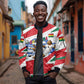 Personalized Ghana Soccer Eagle Sleeve Zip Bomber Jacket Ghana Flag Kente - Black Stars Football Stadium Graphic