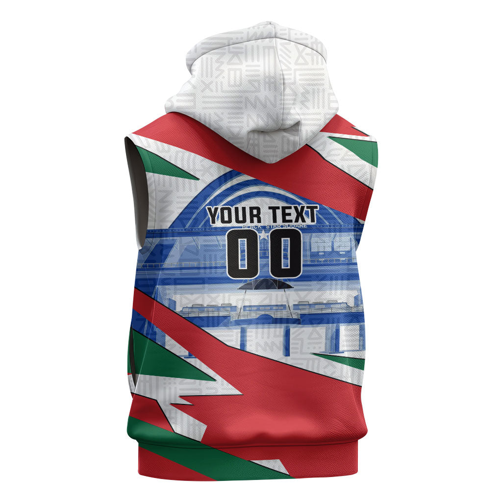 Personalized Ghana Soccer Eagle Sleeveless Hoodie Ghana Flag Kente - Black Stars Football Stadium Graphic