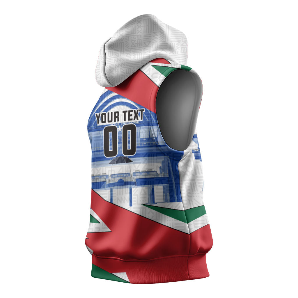 Personalized Ghana Soccer Eagle Sleeveless Hoodie Ghana Flag Kente - Black Stars Football Stadium Graphic