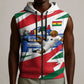 Personalized Ghana Soccer Eagle Sleeveless Zip Hoodie Ghana Flag Kente - Black Stars Football Stadium Graphic